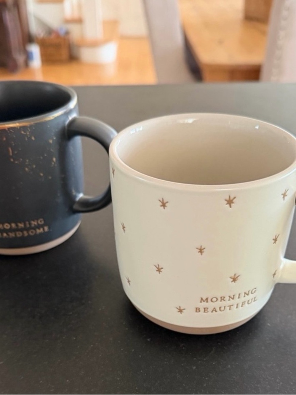 NEW Hearth & Hand set of Morning Beautiful Morning Handsome Coffee Mugs